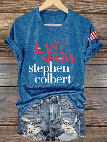 🔥Buy 3 Get 15% Off🔥V-Neck Retro Last Show Print T-Shirt