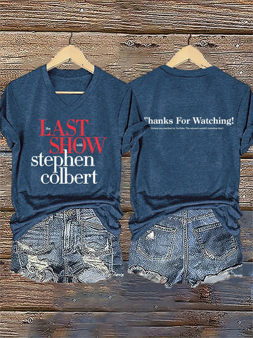 🔥Buy 3 Get 15% Off🔥V-Neck Retro Last Show Print T-Shirt