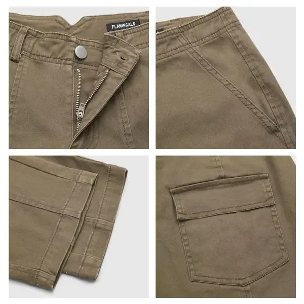 Solid Stitch Detail Mid Waist Baby Barrel Fit Deep Pockets