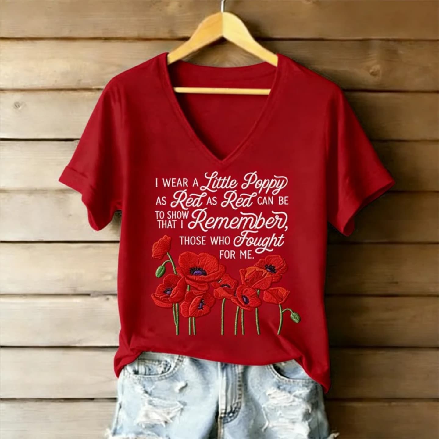 Honor & Remember – Women’s Poppy Tribute Tee