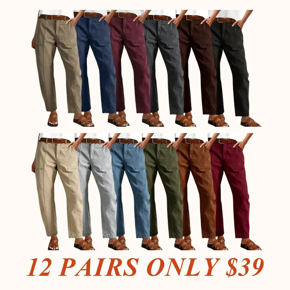 Solid Stitch Detail Mid Waist Baby Barrel Fit Deep Pockets