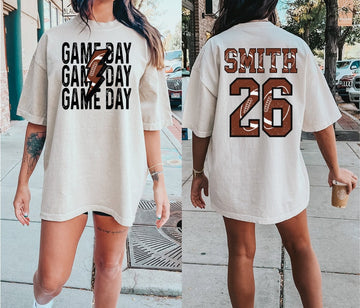 Football Game Day Mom T-Shirt，Customized Your Name And  Number